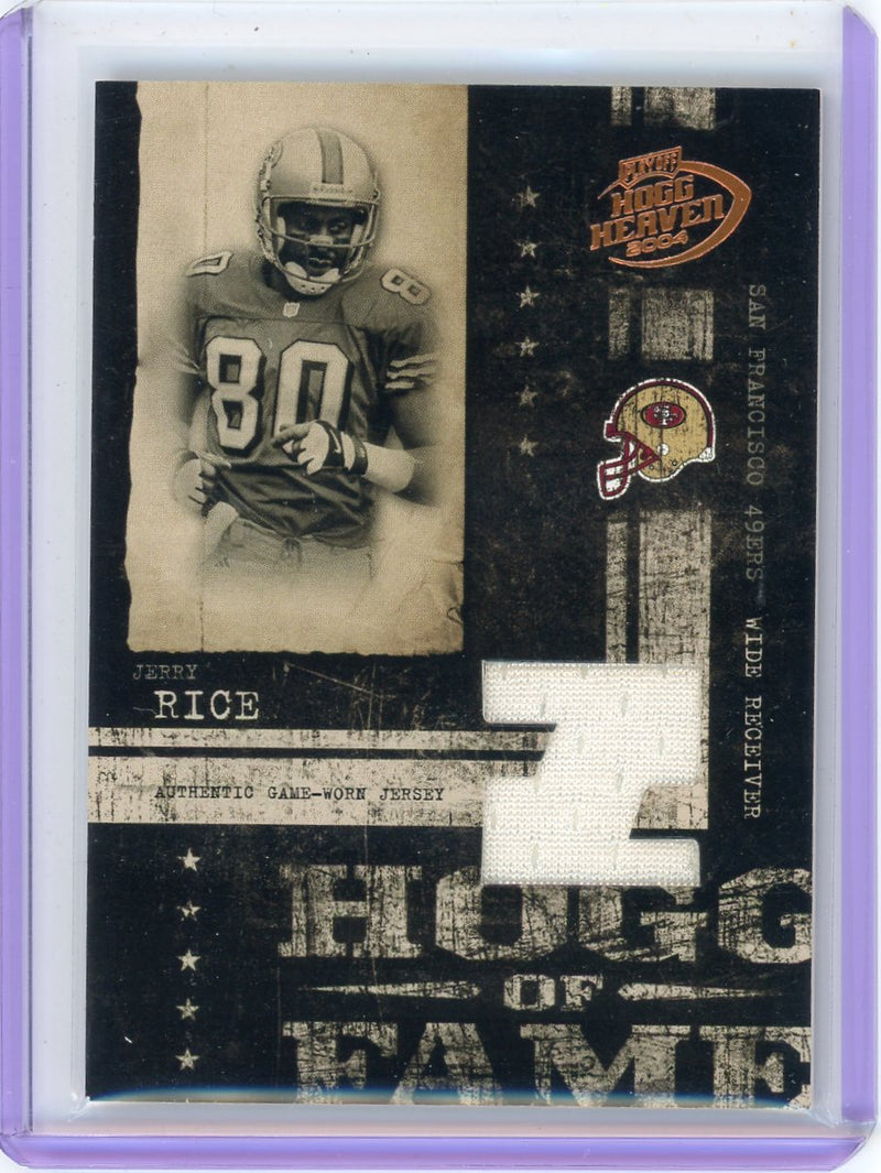 Jerry Rice 2004 Donruss Playoff Hogg Heaven auth. game-used jersey relic 