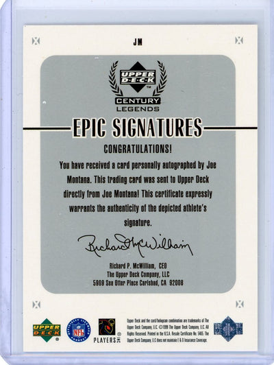 Joe Montana 1999 Upper Deck Century Legends Epic Signatures Auto