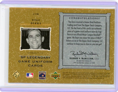 Yogi Berra 2001 Upper Deck SP Legendary Cuts game-used jersey relic