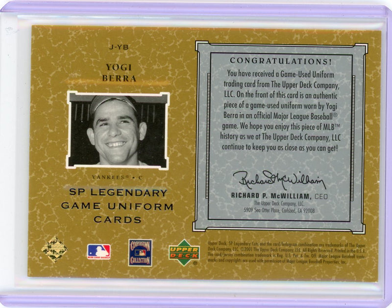 Yogi Berra 2001 Upper Deck SP Legendary Cuts game-used jersey relic