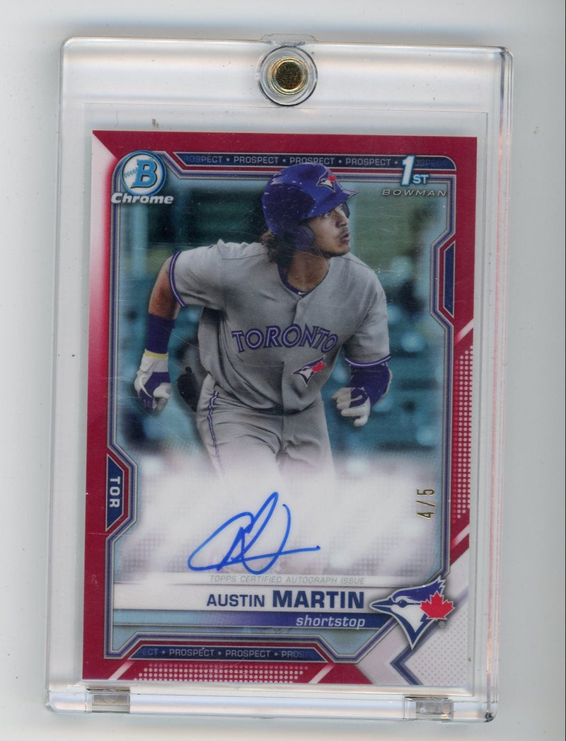 Austin Martin 2021 1st Bowman Chrome autograph red refractor 