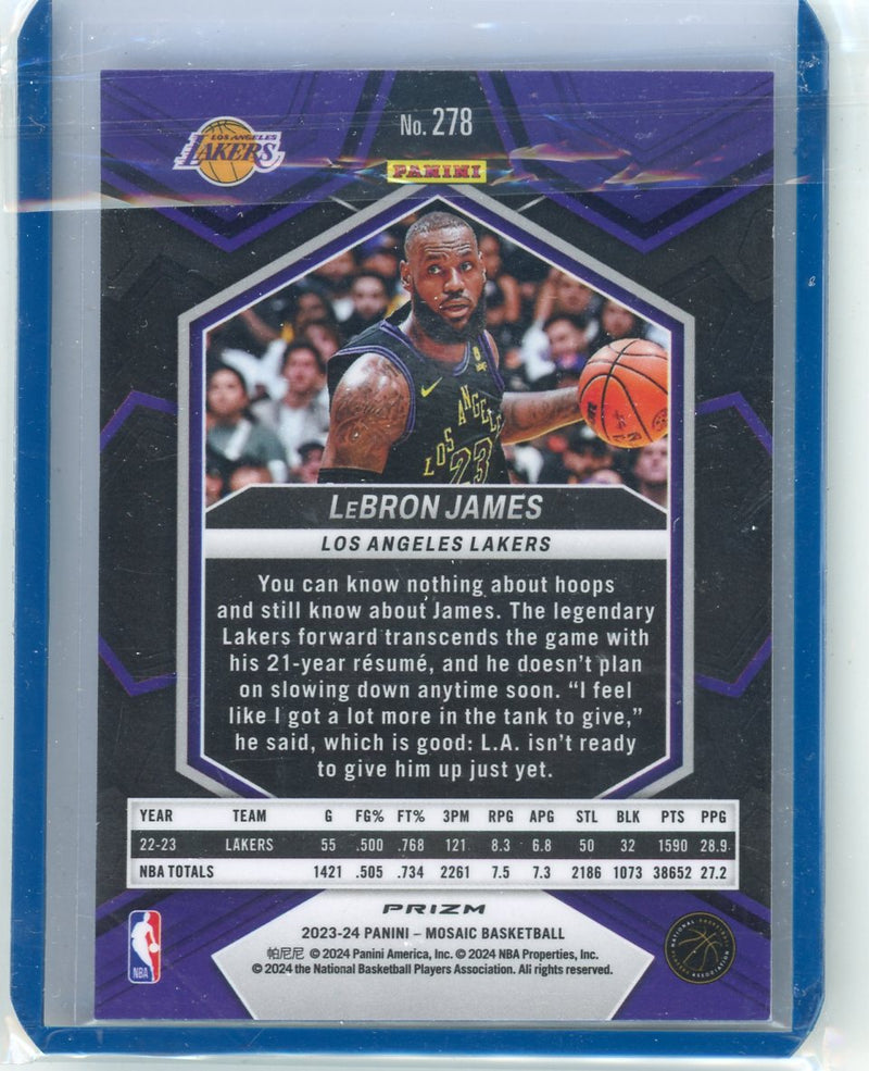 LeBron James 2023-24 Panini Mosaic City Edition blue reactive mosaic prizm