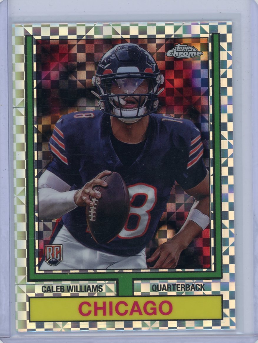 Caleb Williams 2024 Topps Chrome '74 Throwback X-Fractor rookie card