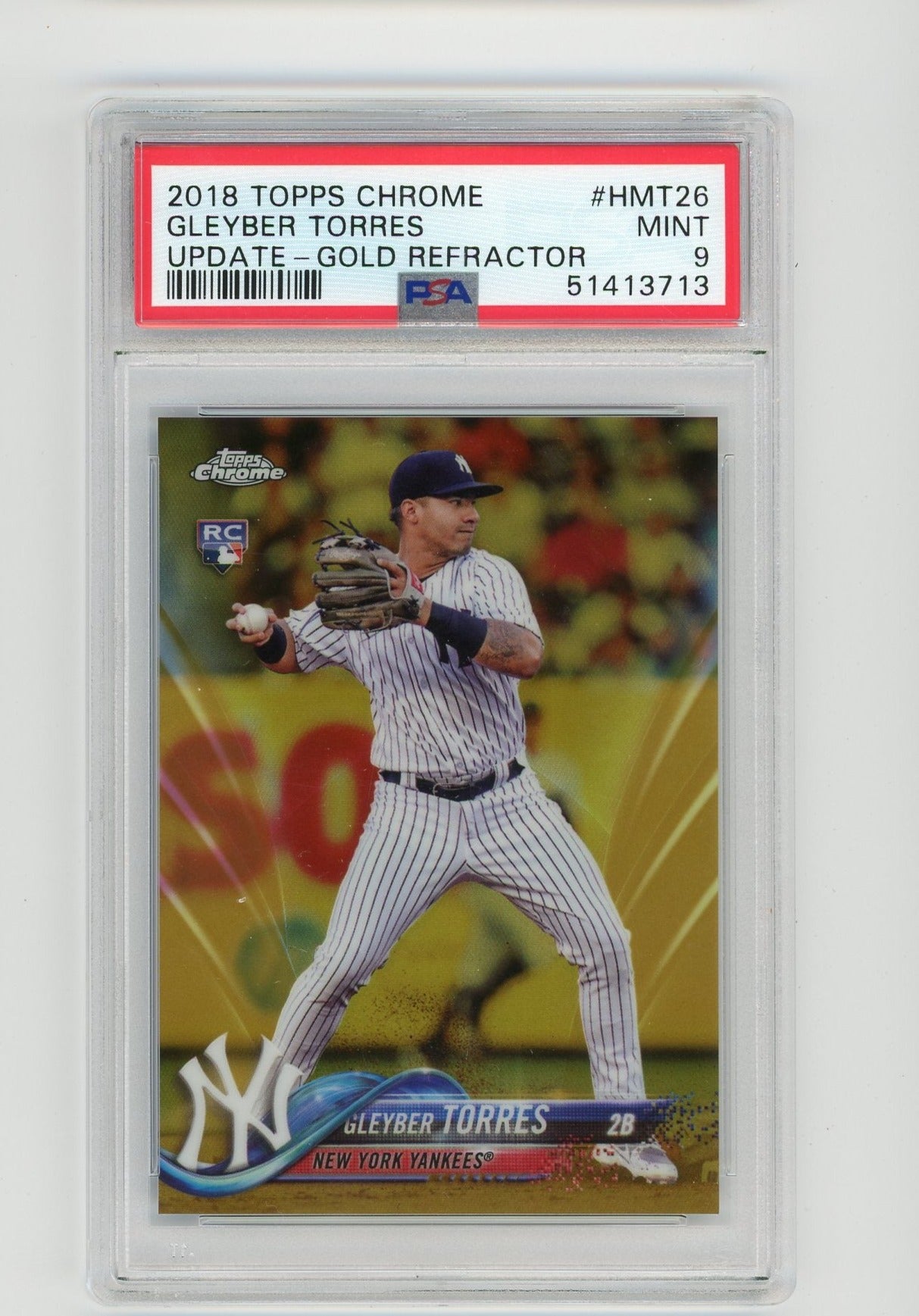 Gleyber Torres 2018 Topps Chrome Update Gold ref. rookie card #'d 02/50 PSA 9