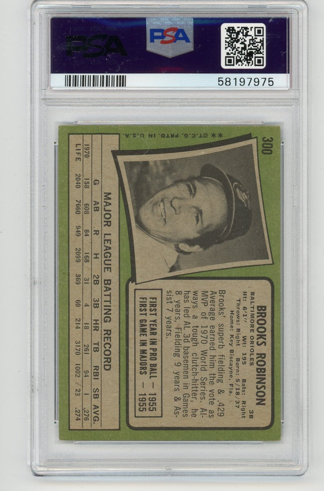 Brooks Robinson 1971 Topps #300 PSA 4