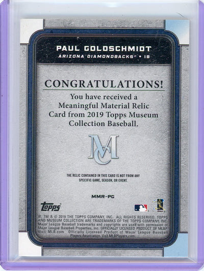 Paul Goldschmidt 2019 Topps Museum Meaningful Material game-used relic #'d 10/25