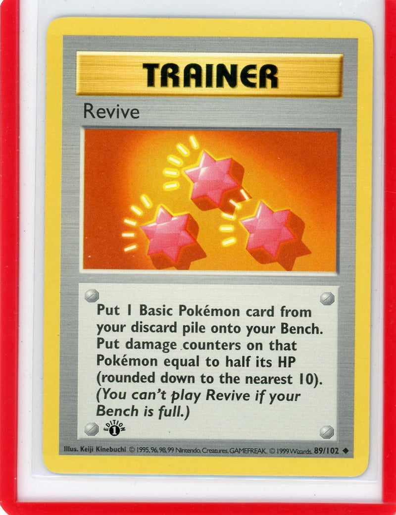 Revive Trainer 1999 Pokemon Base Set 1st Edition non holo 89/102