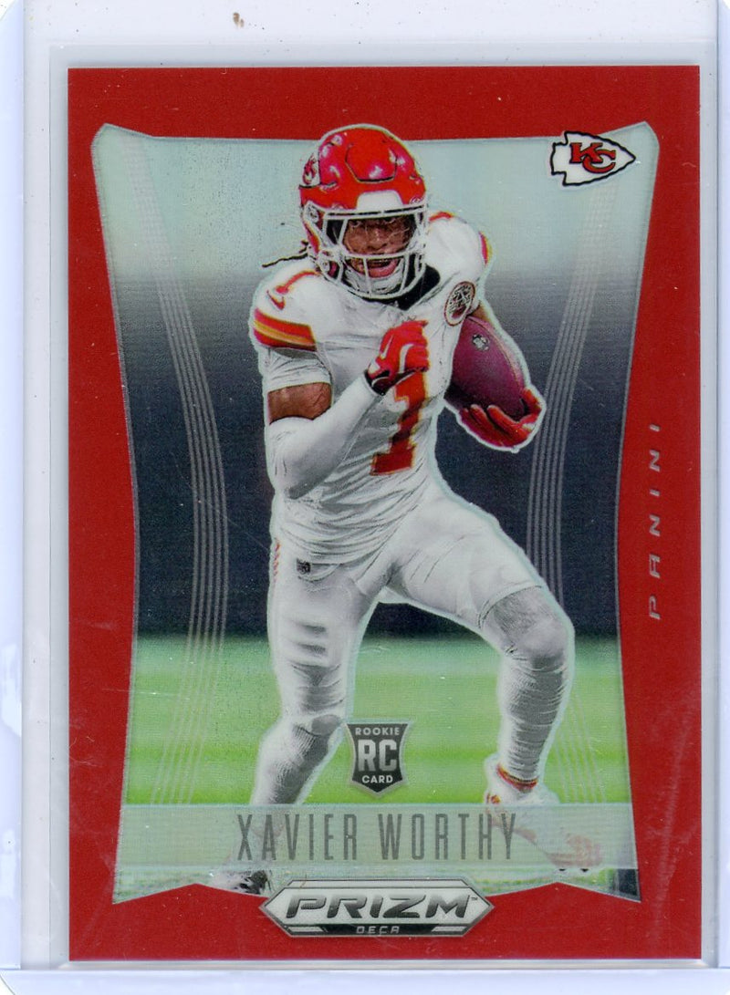 Xavier Worthy 2024 Panini Prizm Deca Red Prizm Rookie 