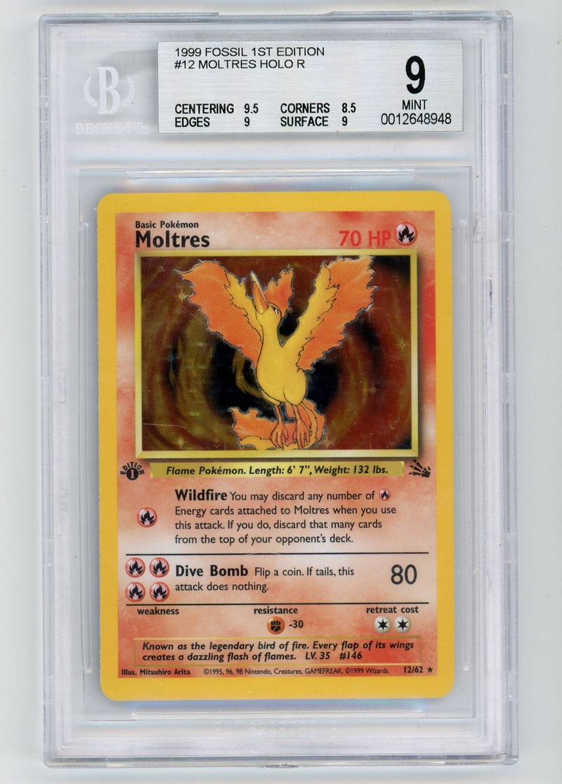 Moltres 1999 Pokémon Fossil 1st Edition Holo 