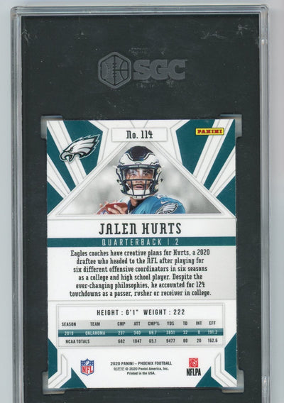 Jalen Hurts 2020 Panini Phoenix Fire Burst rookie card SGC 10