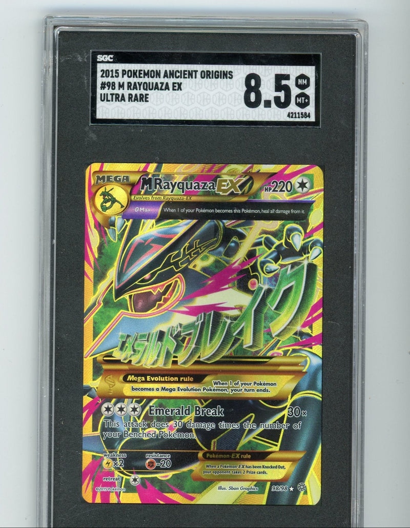 Mega Rayquaza EX 2015 Pokemon Ancient Origins Ultra Rare holo 98/98 SGC 8.5