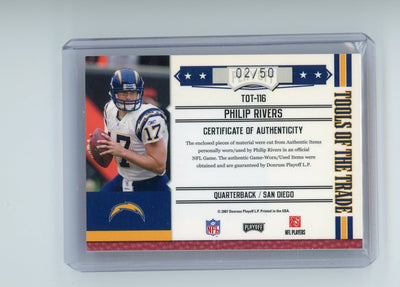 Philip Rivers 2007 Donruss Playoff LP Tools of the Trade jumbo relic #'d 02/50