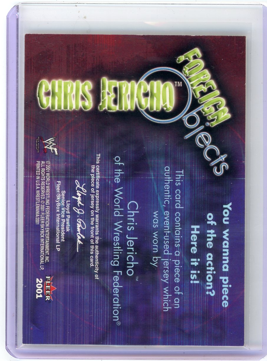 Chris Jericho 2001 Fleer WWE Wrestlemania Foreign Objects Relic