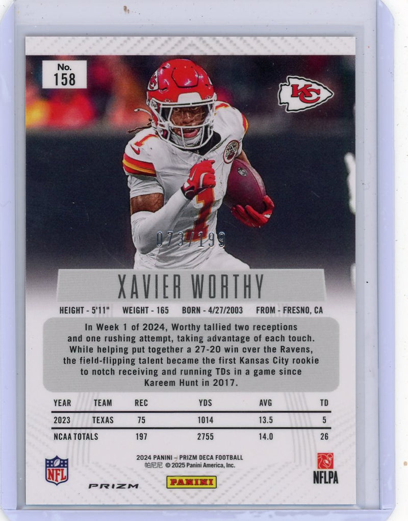 Xavier Worthy 2024 Panini Prizm Deca Red Prizm Rookie 