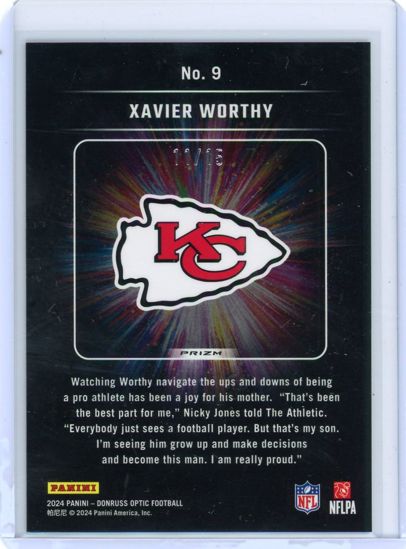 Xavier Worthy 2024 Panini Donruss Optic Light It Up Blue Ice Rookie 