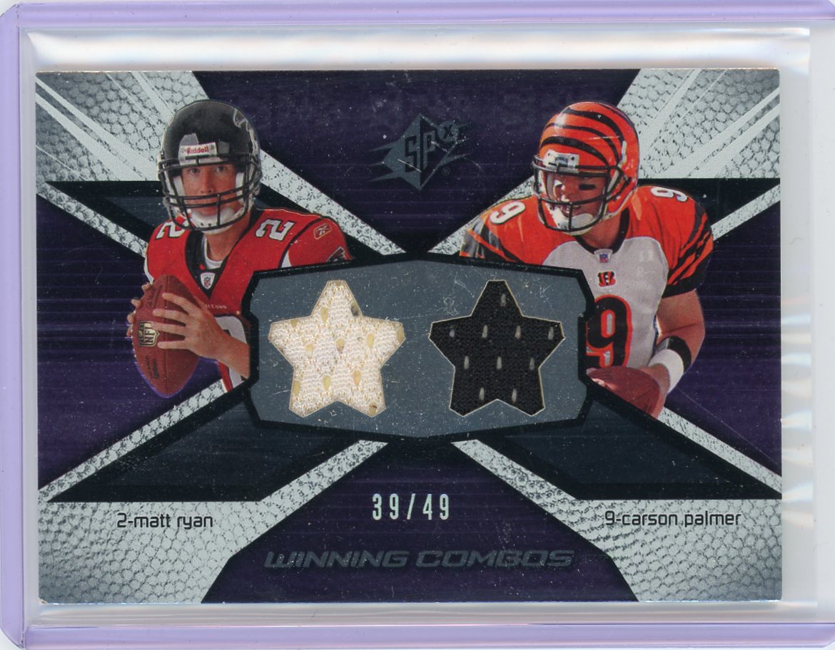 Matt Ryan Carson Palmer 2008 Upper Deck SPX Winning Combos double relic #'d 39/49