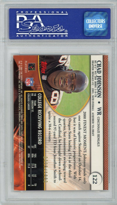 Chad Johnson 2001 Topps Finest Rookie Refractor #'d /1000 PSA 10