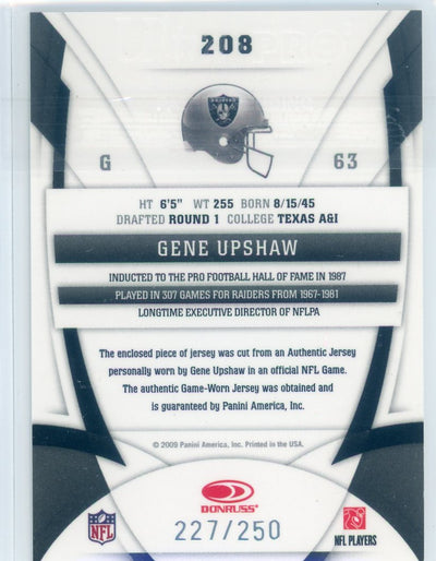 Gene Upshaw 2009 Panini Donruss Certified Immortals auth. game-worn jersey relic #'d 227/250