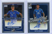 Gianluca Scamacca Mattia Zaccagni 2024-25 Panini Donruss Optic 2-card auto lot Italy