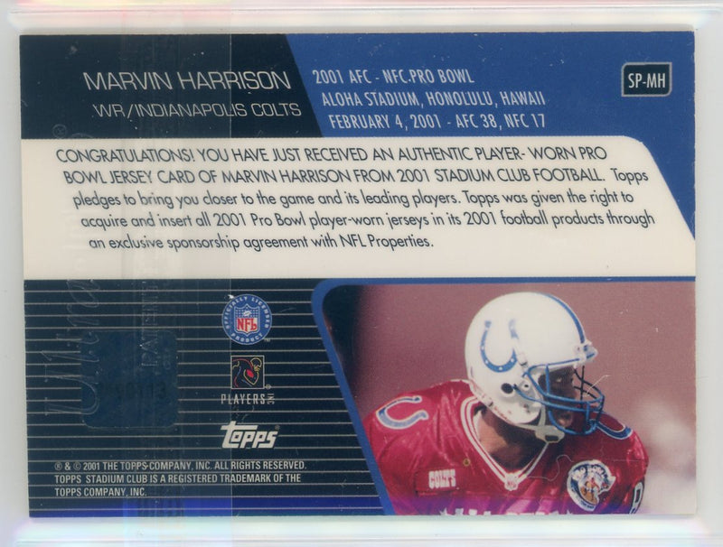 Marvin Harrison 2001 Topps Stadium Club All-Pro auth. game-worn Pro Bowl jersey relic