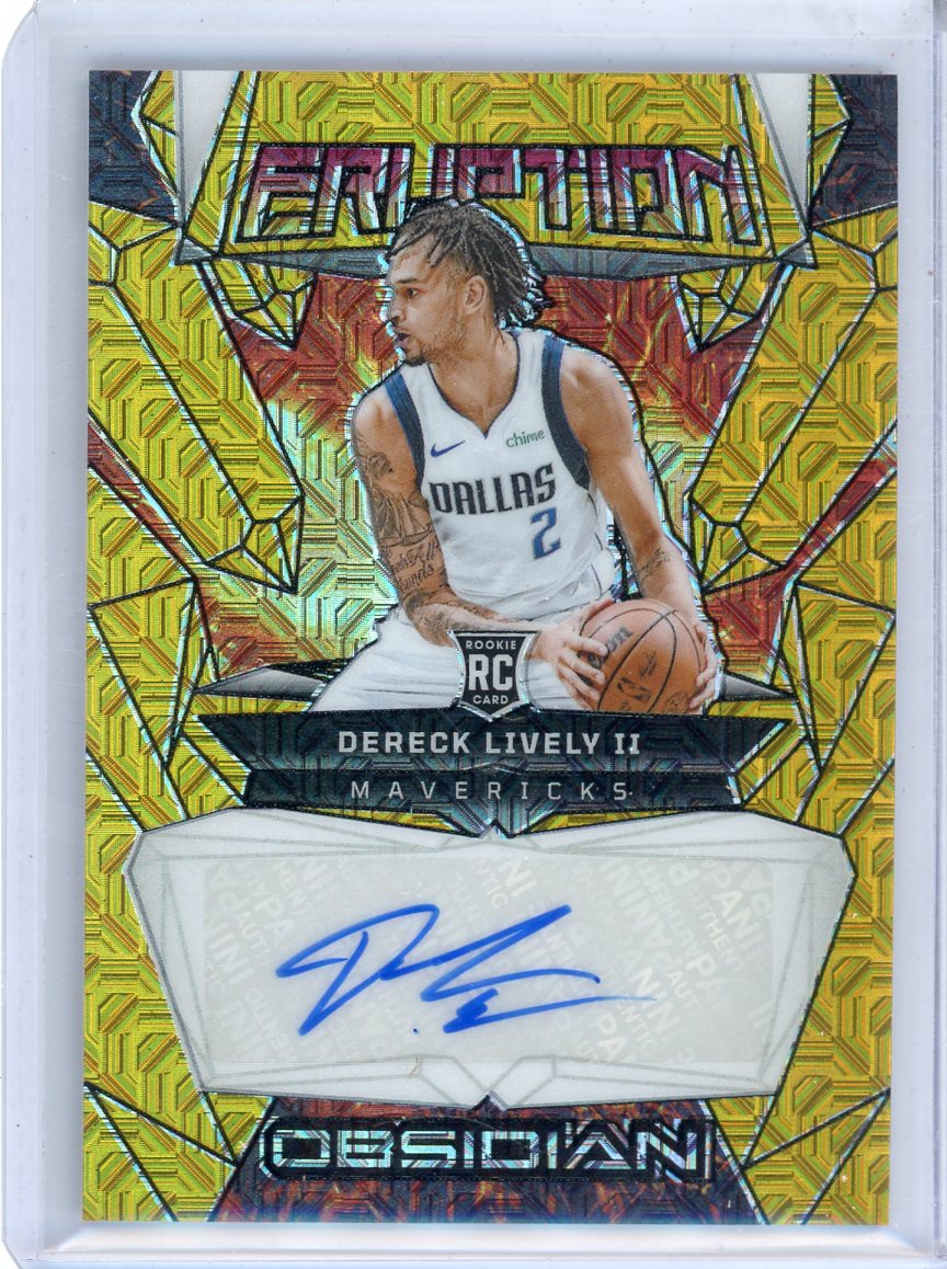 Dereck Lively II 2023 Panini Obsidian Eruption Gold Mojo Rookie Autograph #'d 08/10