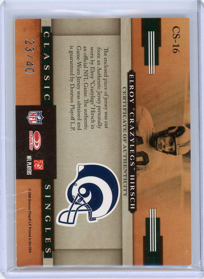 Elrow "Crazylegs" Hirsch 2008 Donruss Playoff LP Classic Singles relic #'d 23/40