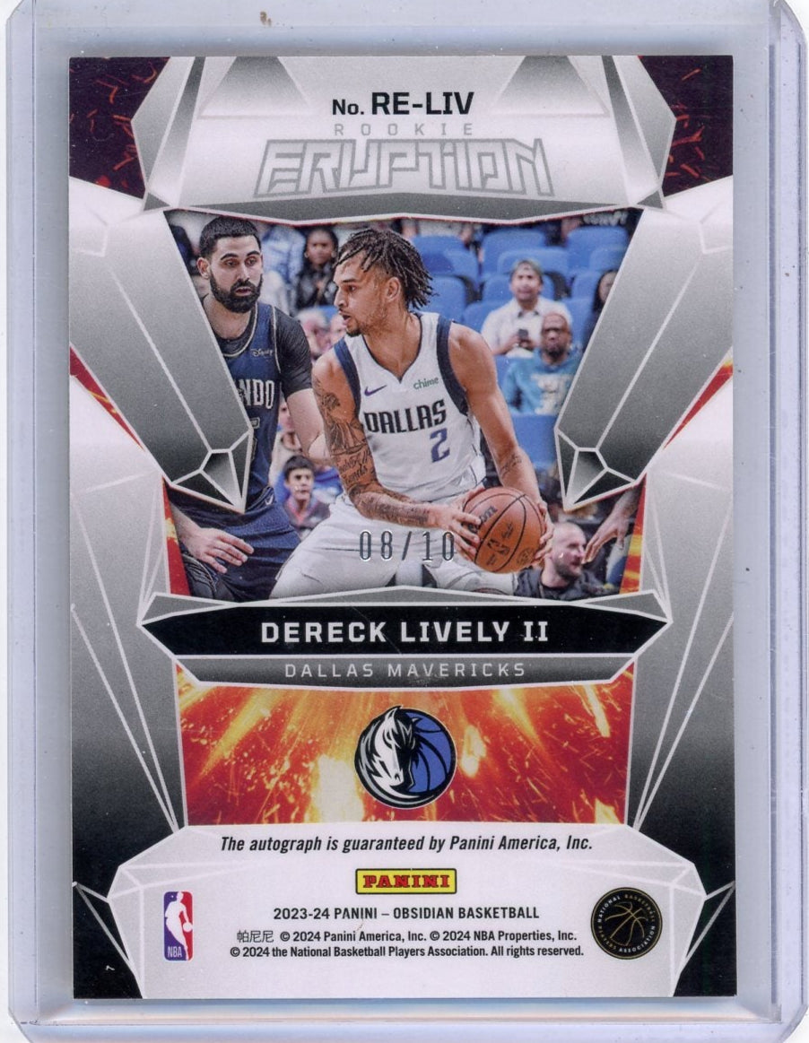 Dereck Lively II 2023 Panini Obsidian Eruption Gold Mojo Rookie Autograph #'d 08/10