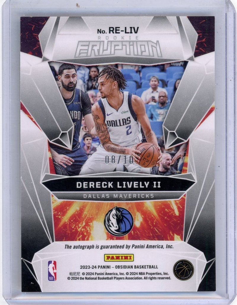Dereck Lively II 2023 Panini Obsidian Eruption Gold Mojo Rookie Autograph 