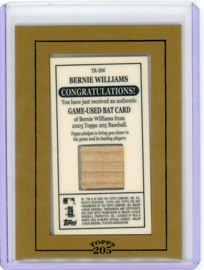 Bernie Williams 2003 Topps T206 Bat Relic