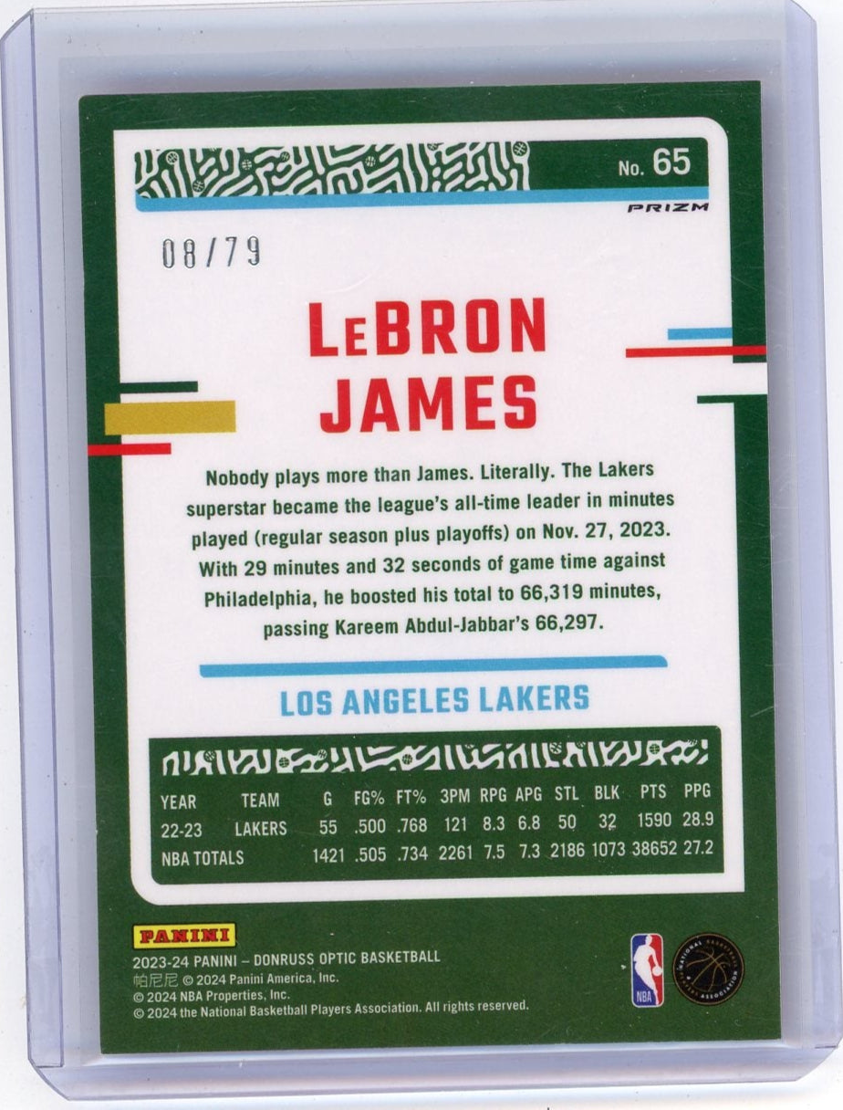 Lebron James 2023 Panini Donruss Optic Pink Velocity #'d 08/79