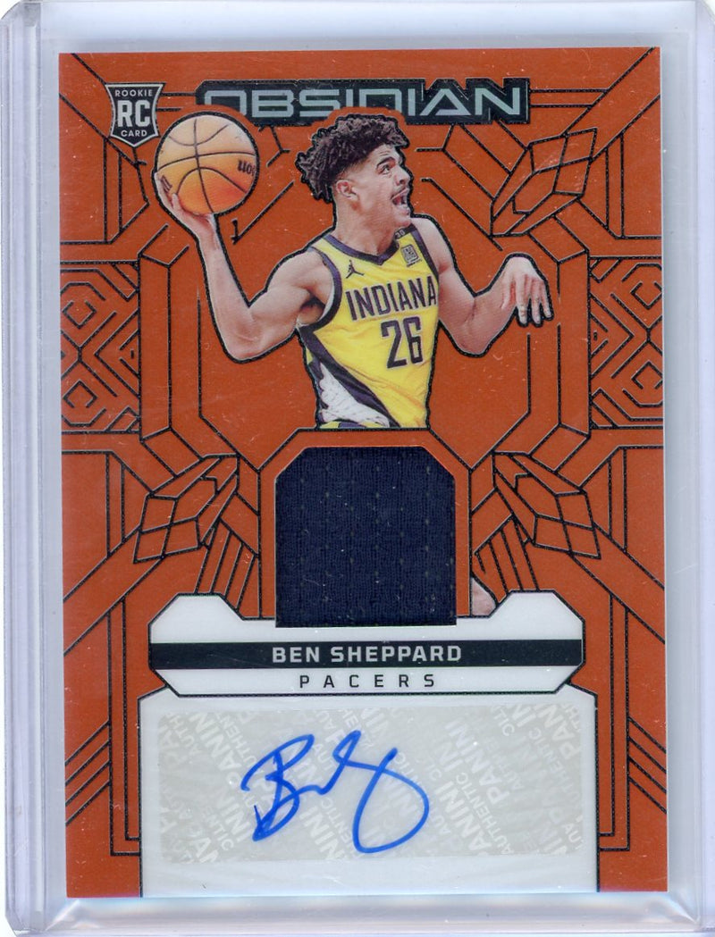 Ben Sheppard 2023 Panini Obsidian Rookie Patch Autograph Orange Flood 
