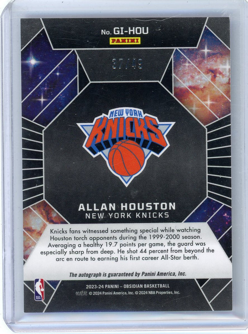 Allan Houston 2023 Panini Obsidian Galaxy Purple Flood Autograph 