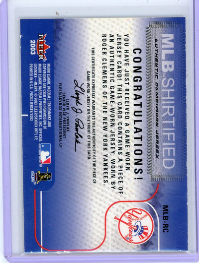 Roger Clemens 2003 Fleer Focus MLB Shirted Relic