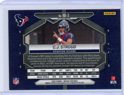 CJ Stroud 2023 Panini Mosaic Debut silver mosaic prizm rookie card