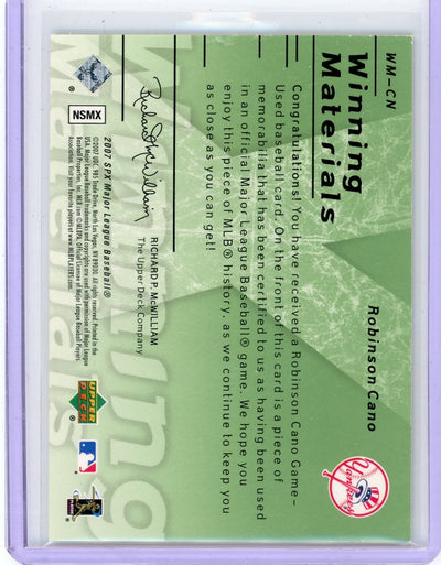 Robinson Cano 2007 Upper Deck SPX Winning Materials Relic #'d 171/175