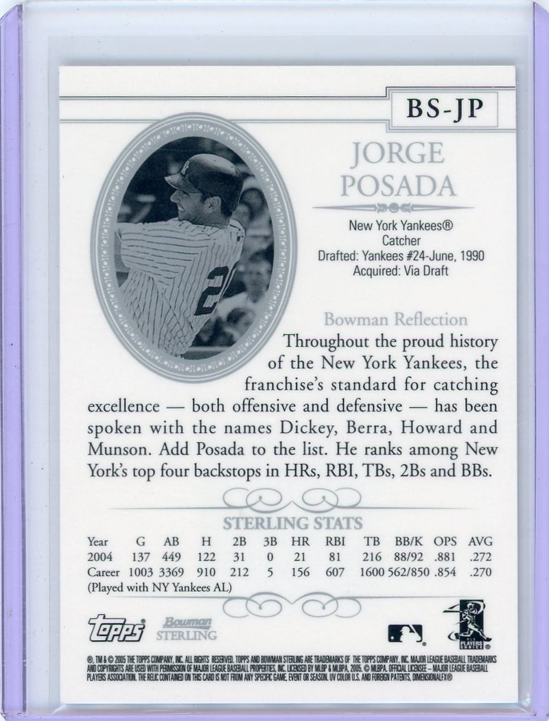 Jorge Posada 2005 Bowman Sterling Bat Relic