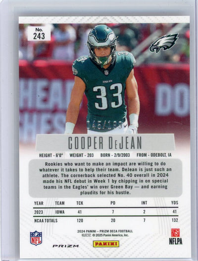 Cooper DeJean 2024 Panini Prizm Deca Red Prizm Rookie #'d 045/199