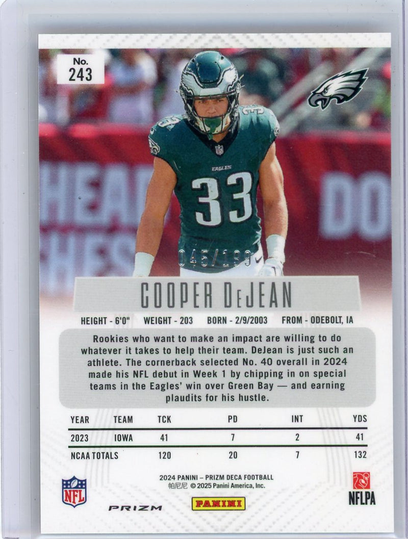 Cooper DeJean 2024 Panini Prizm Deca Red Prizm Rookie 