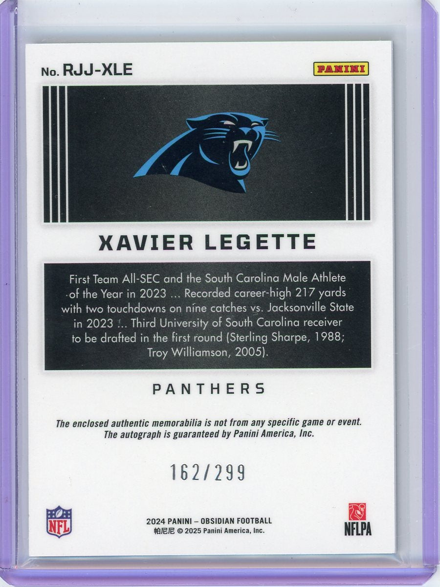 Xavier Legette 2024 Panini Obsidian RPA #'d 162/299