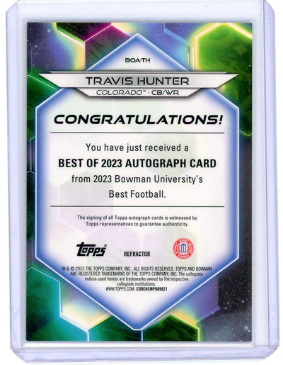 Travis Hunter 2023 Bowman's Best University autograph refractor