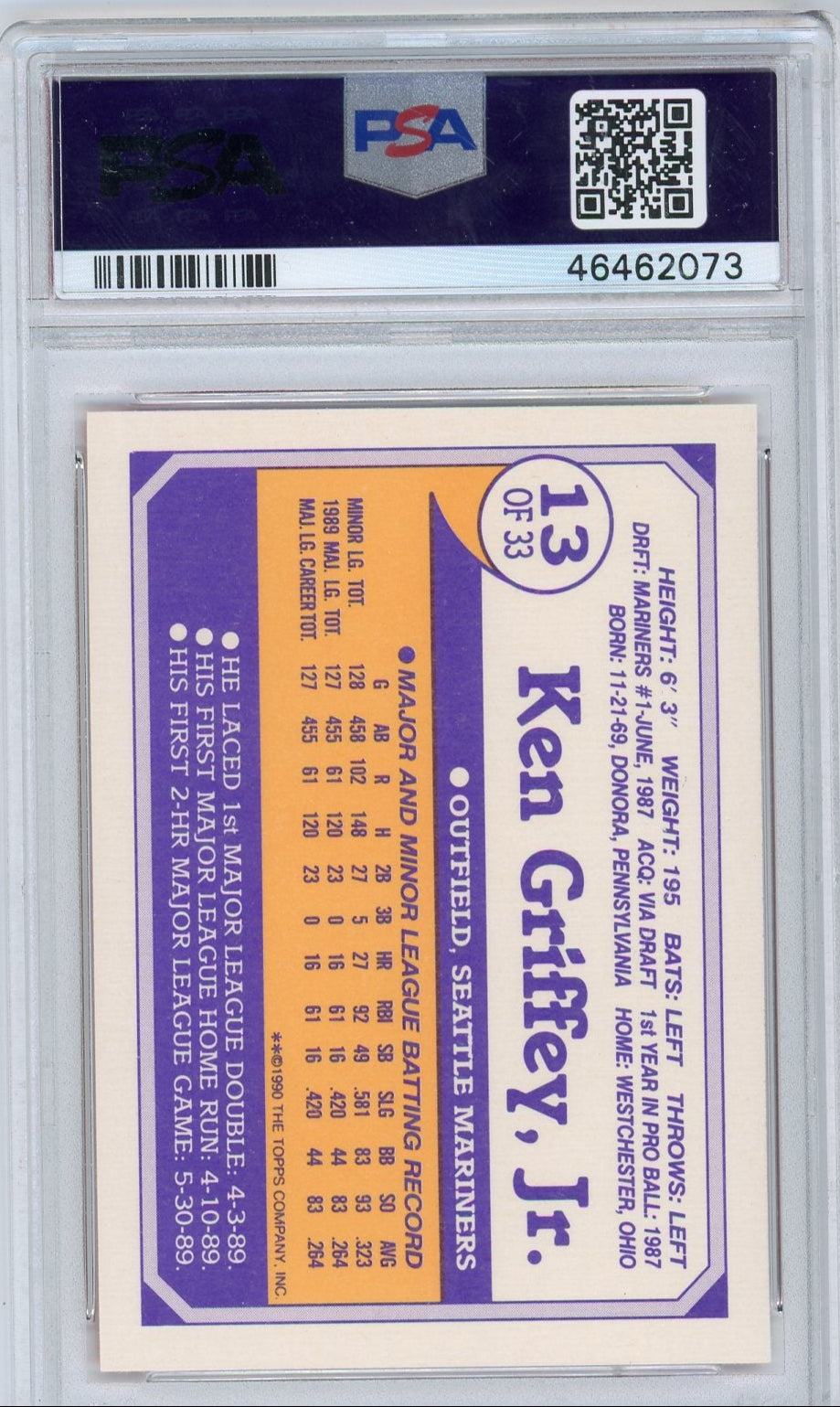 Ken Griffey Jr. 1990 Toys R Us Rookies PSA 10