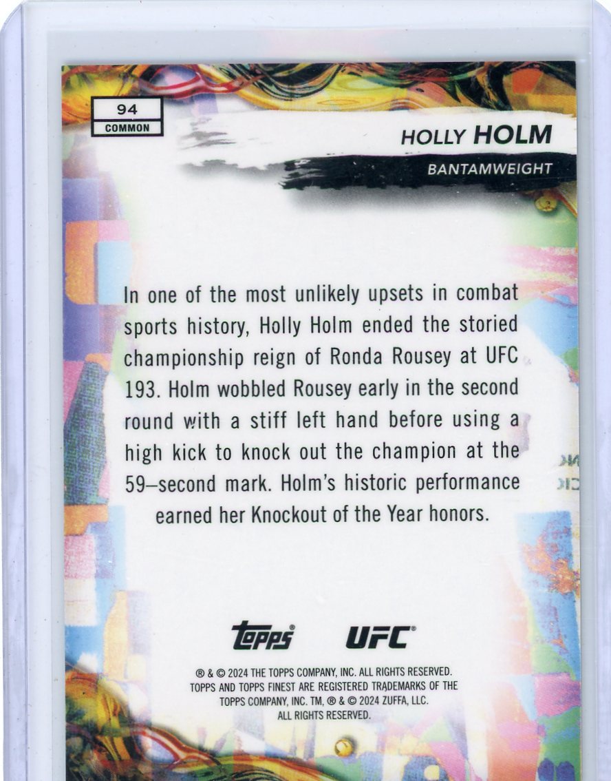 Holly Holm 2024 Topps Finest UFC gold shimmer refractor #'d 17/39