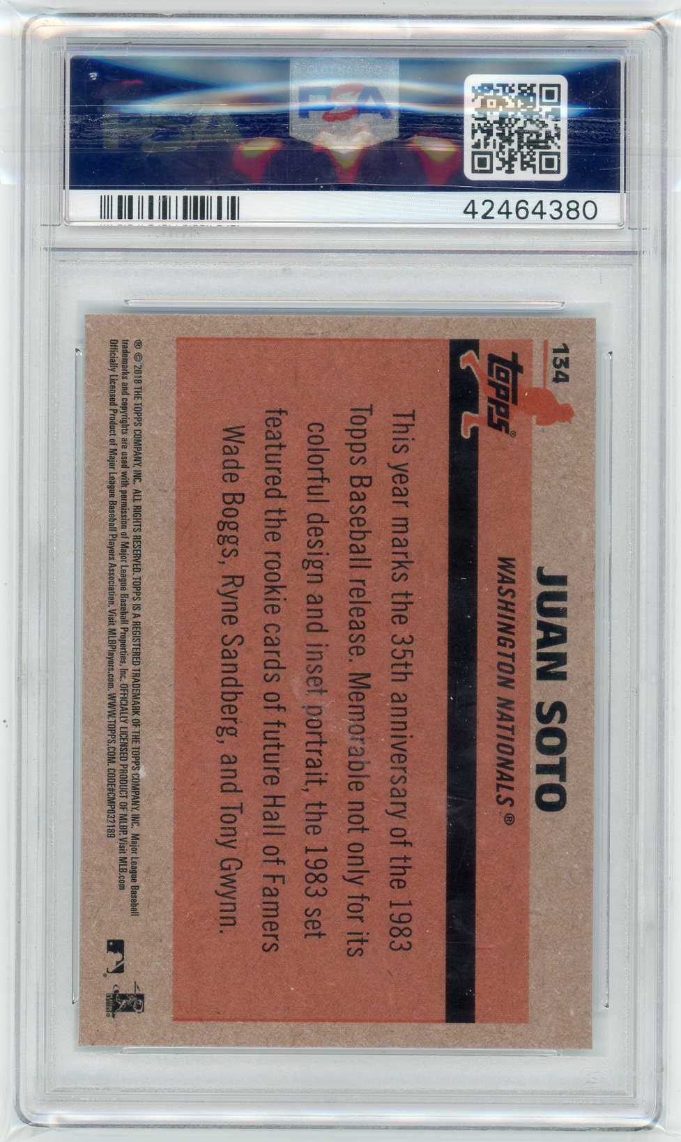 Juan Soto 2018 Topps Silver Pack Chrome 35th Anniversary rookie card PSA 10