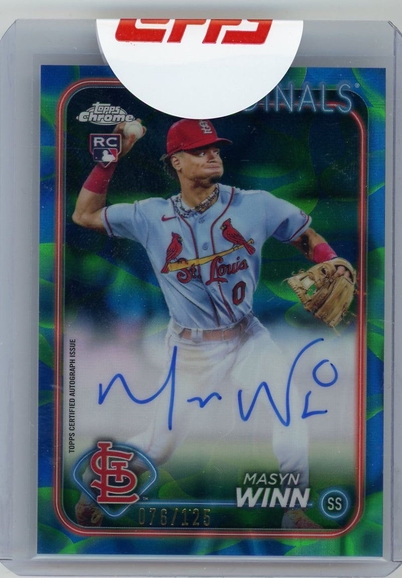 Masyn Winn 2024 Topps Chrome Update autograph blue/green lava lamp refractor rookie card 