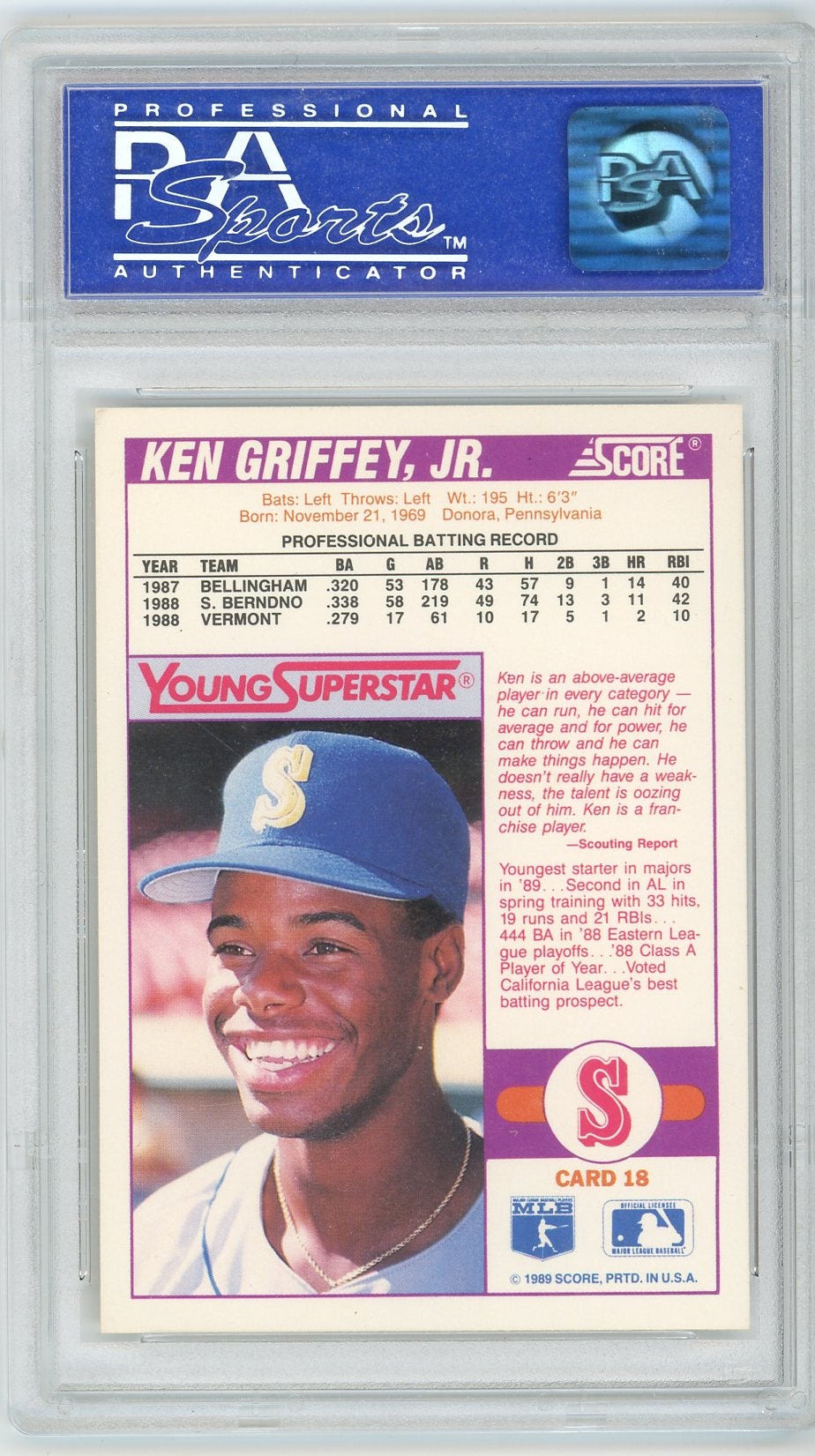Ken Griffey Jr. 1989 Score Series 2 Young Superstar PSA 10