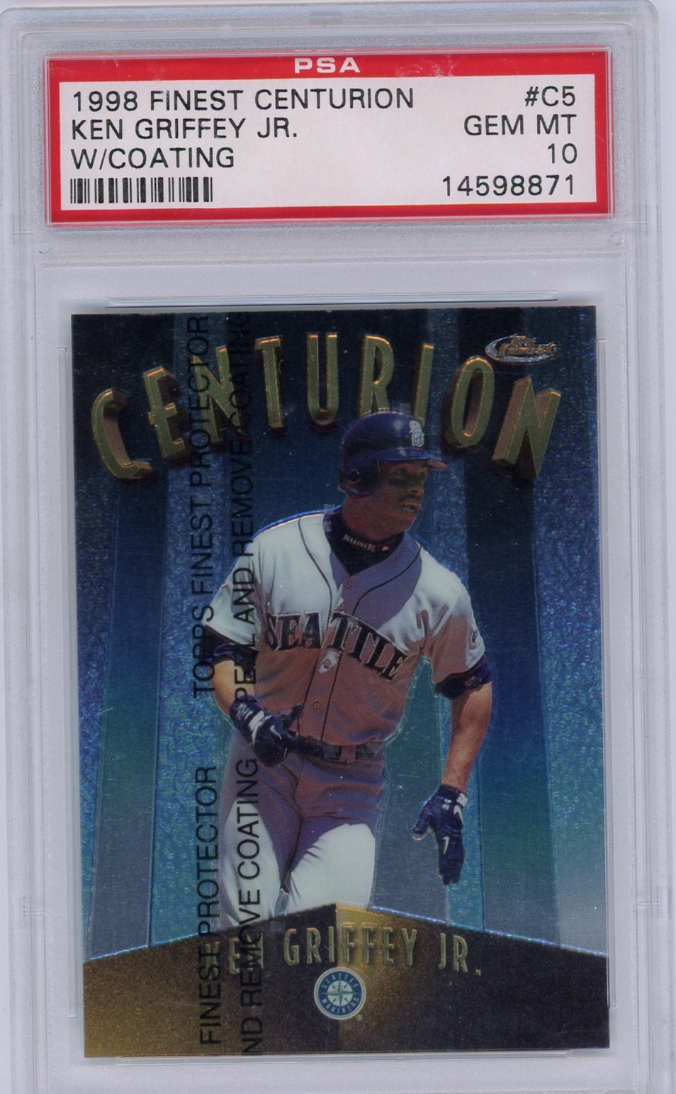 Ken Griffey Jr. 1998 Topps Finest Centurion w/Coating #'d/500 PSA 10