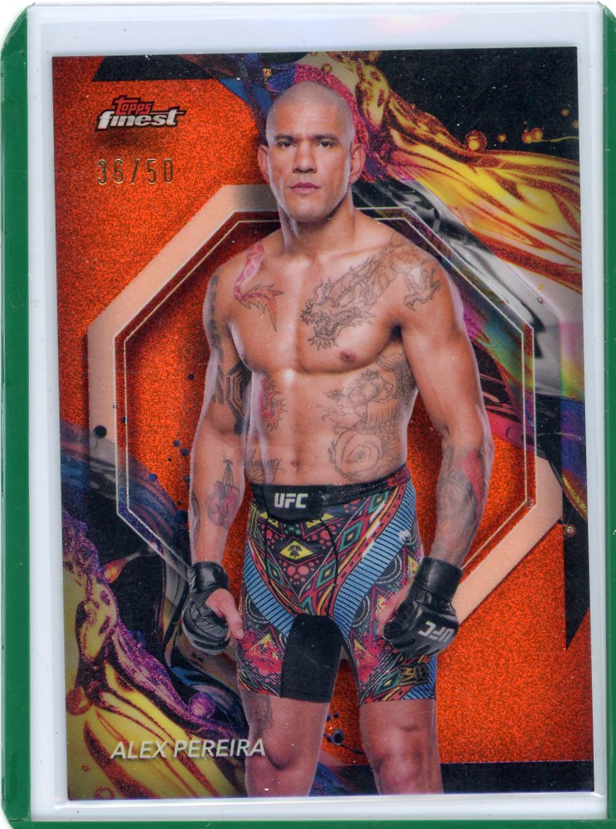 Alex Pereira 2024 Topps Finest UFC orange glitter refractor #'d 36/50