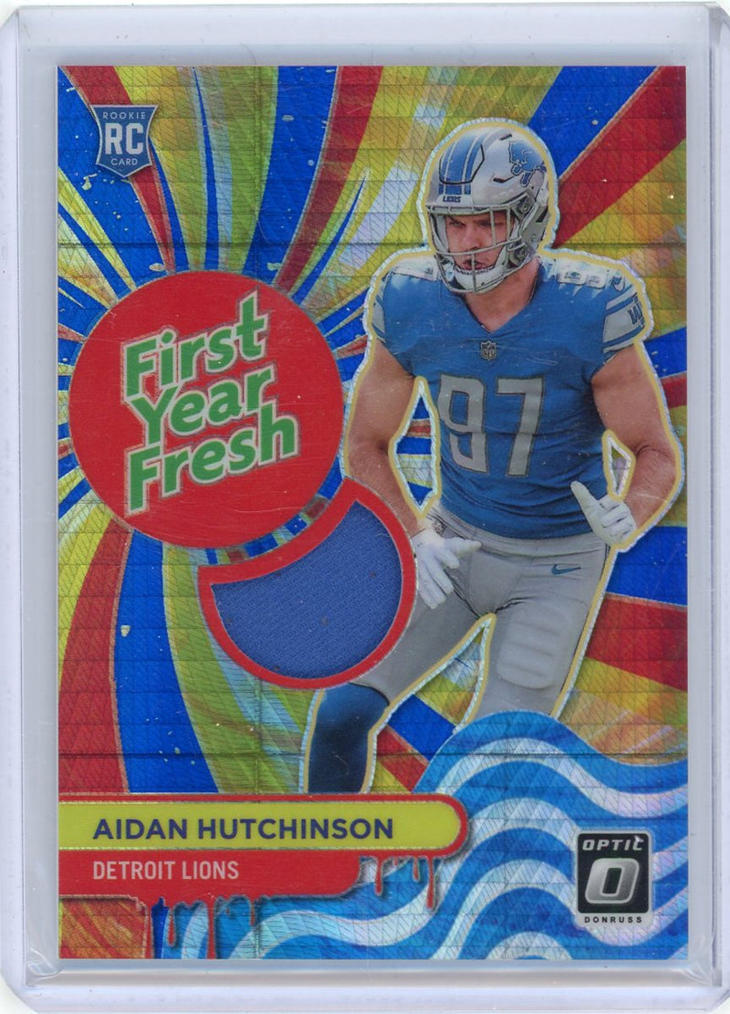 Aidan Hutchinson 2022 Panini Donruss Optic First Year Fresh hyper prizm relic rookie card