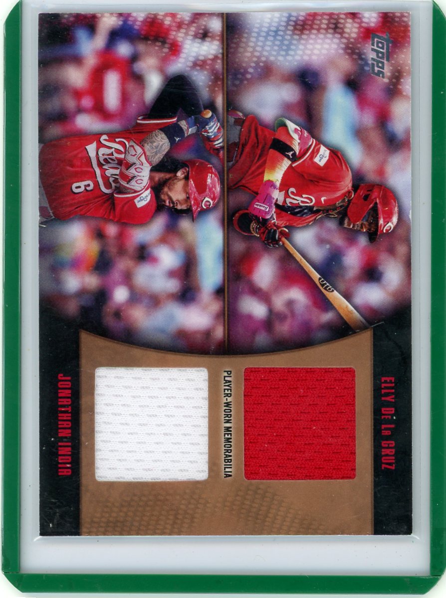 Elly De La Cruz/Jonathan India 2025 Topps Series 1 Major League Material Dual Relic #'d 13/50