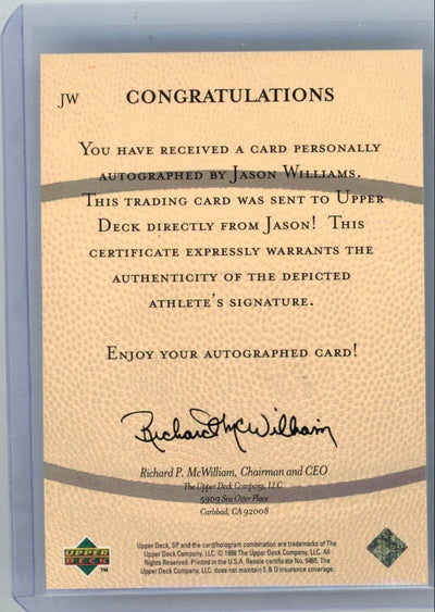 Jason Williams 1998 Upper Deck SP Gold Foil Autograph